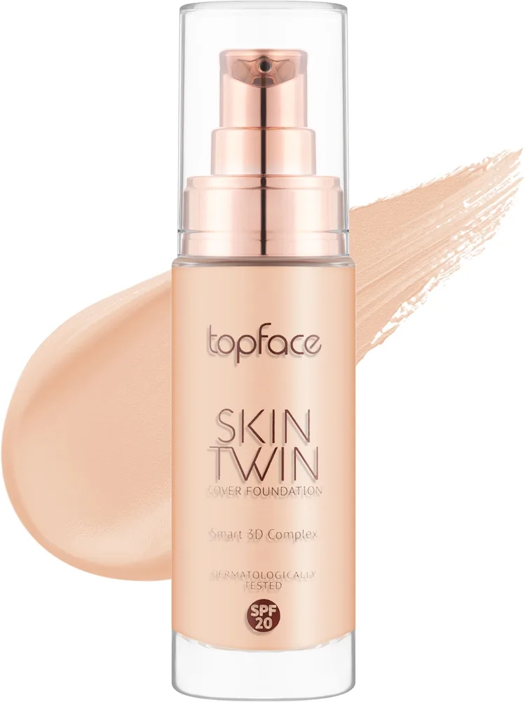 Тональный флюид TopFace Skin Twin Cover Foundation, 32 мл, оттенок 002