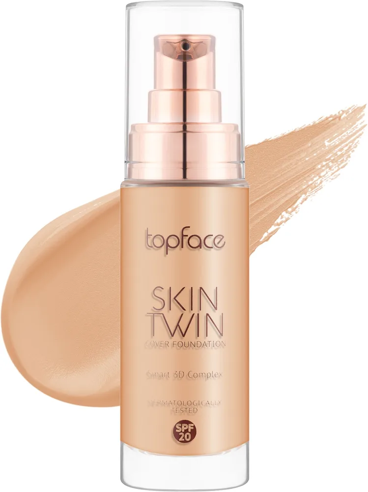 Тональный флюид TopFace Skin Twin Cover Foundation, 32 мл, оттенок 008