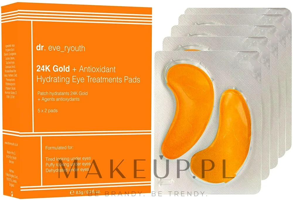 Патчи для глаз Dr. Eve_Ryouth 24K Gold + Antioxidant Hydrating Eye Treatments Pads увлажняющие, с золотом, 5 x 2 шт