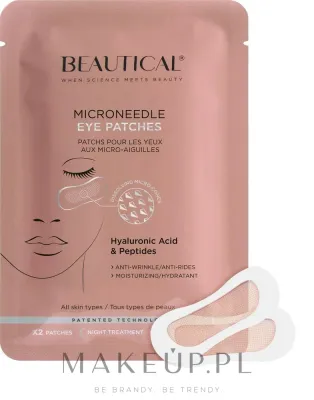 Beautical Face Care патчи для кожи вокруг глаз с микроиглами 2 шт., ночная маска для век с гиалуроновой кислотой и пептидами