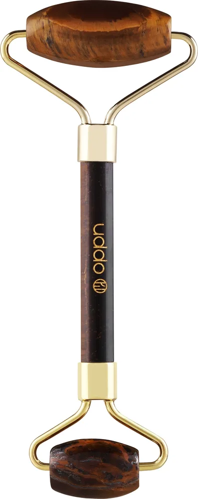 Роллер для массажа лица Uddo Face Roller, с камнями тигровый глаз, двусторонний, 1 шт