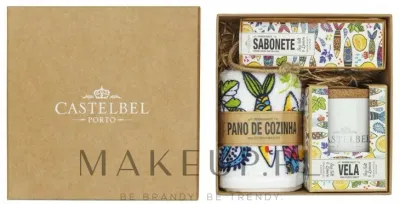 Набор Castelbel Sardines ароматическая свеча 190 г, кухонное полотенце и мыло 80 г, с ароматом лимона и морской соли