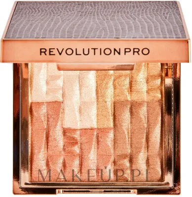 Makeup Revolution Paleta bronzerów i rozświetlaczy - Палетка бронзеров и хайлайтеров Revolution Pro Goddess Glow Shimmer Brick Bronzer