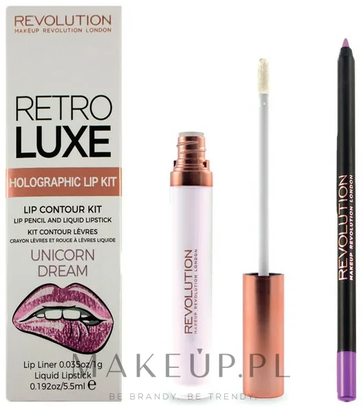 Набор для губ Makeup Revolution Retro Luxe Holographic карандаш для губ 1 г и жидкая матовая помада 5.5 мл