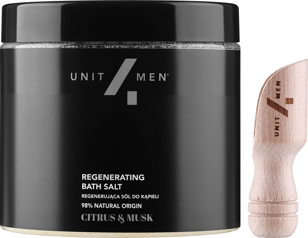 Набор для ванны Unit4Men Citrus & Musk соль с маслом жожоба и деревянная ложечка 700 г