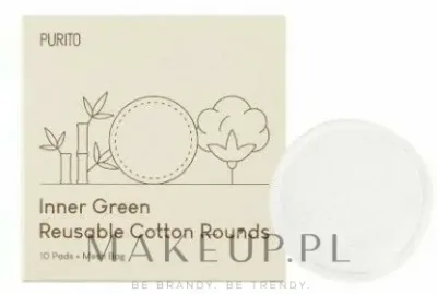 Диски косметические многоразовые Purito Seoul Inner Green Reusable Cotton Rounds двусторонние, 10 шт