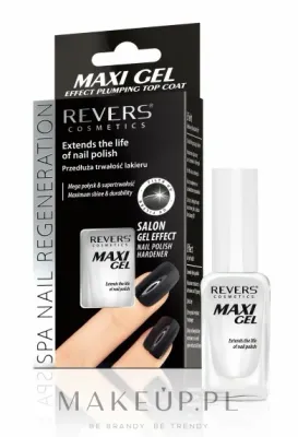 Верхнее покрытие для ногтей Revers Maxi Gel Effect Plumping Top Coat Nail Polish, укрепляющее, с эффектом геля, 10 мл