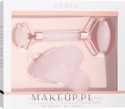 Набор для массажа лица Zoe Ayla Rose Quartz роллер из розового кварца и скребок гуаша