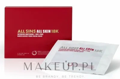 All Sins 18k All Skin Intensive Whitening Mask — интенсивно осветляющая тканевая маска для лица, 3 х 20 мл