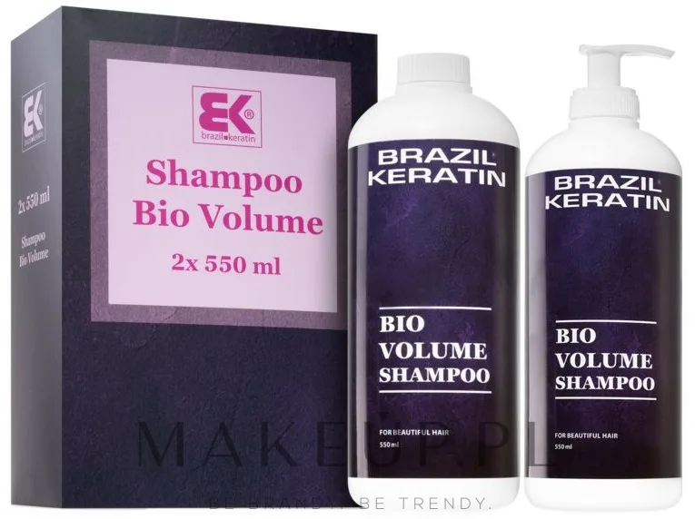 Набор шампуней Brazil Keratin Bio Volume для объема тонких волос с кератином и алоэ 2x550 мл