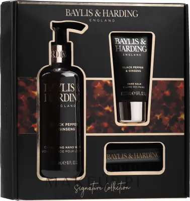 Набор Baylis & Harding Black Pepper & Ginseng жидкое мыло для рук 300 мл бальзам для рук 50 мл и щетка для ногтей