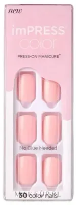 Накладные ногти Kiss imPress Color Press-On Manicure самоклеящиеся, квадратные, короткие, 30 шт