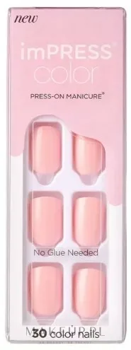 Накладные ногти Kiss imPress Color Press-On Manicure самоклеящиеся, квадратные, короткие, 30 шт, оттенок Pick Me Pink