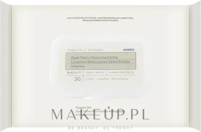 Очищающие салфетки для лица Korres Olympus Tea Deep Detox Cleansing Cloths, для снятия макияжа