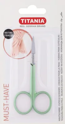 Ножницы для кутикулы Titania Cuticle Scissors Green из нержавеющей стали, зелёные, 1 шт