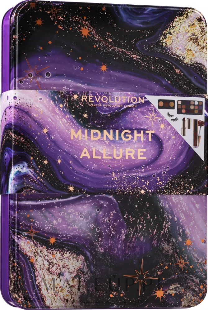 Подарочный набор для макияжа Makeup Revolution Midnight Allure палетки теней помада блеск и ресницы