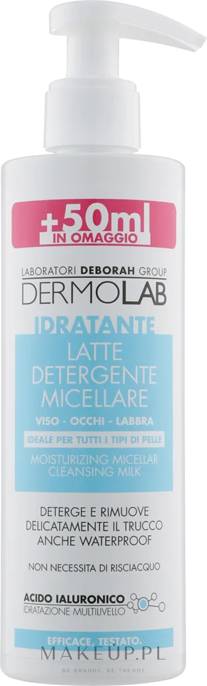 Молочко мицеллярное Deborah Dermolab Moisturizing Micellar Cleansing Milk очищающее, с гиалуроновой кислотой, 250 мл