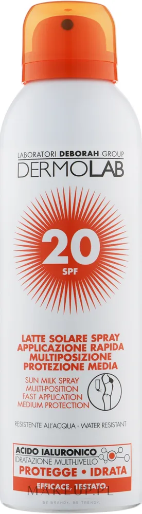 Dermolab Sun Milk Spray молочко спрей для загара SPF 20 150 мл, солнцезащитное для тела, водостойкое
