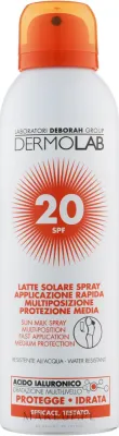 Dermolab Sun Milk Spray молочко спрей для загара SPF 20 150 мл, солнцезащитное для тела, водостойкое