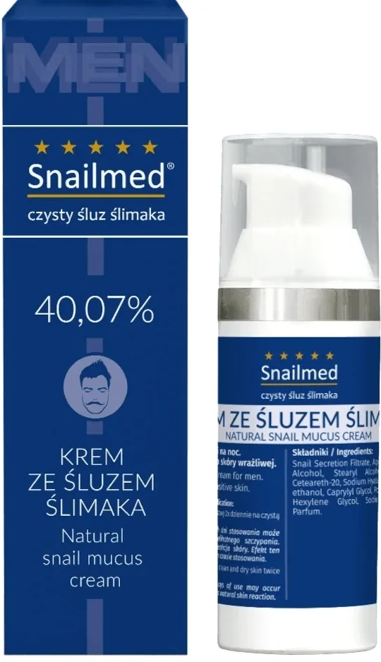 Крем для лица мужской Snailmed с фильтратом улитки и гиалуроновой кислотой 30/50 мл