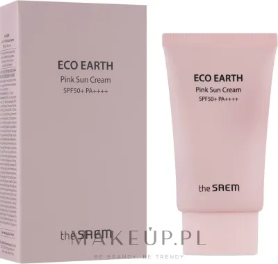The Saem Eco Earth Power Pink Sun Cream крем для лица солнцезащитный с каламином 50 г, минеральный фильтр, база под макияж