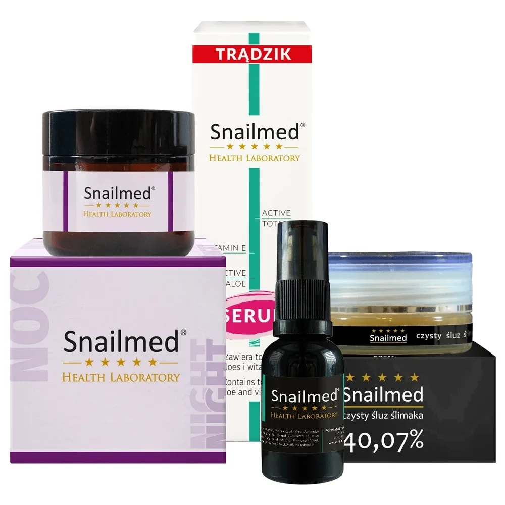 Набор Snailmed №5 дневной крем ночной крем с церамидами алоэ и сыворотка 15+60+15 мл