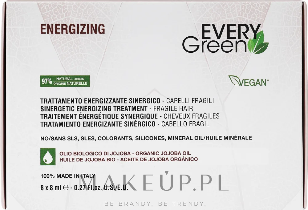 Набор ампул для волос EveryGreen Energising с женьшенем кофеином и ментолом 8x8 мл