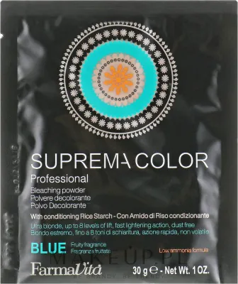 Порошок для обесцвечивания волос FarmaVita Suprema Color Blue Bleaching Powder, с синим пигментом, миниатюра, 70 г