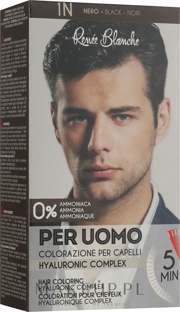 Краска для волос мужская Renee Blanche Men’s Cosmetics Line Age Control System, для маскировки седины, оттенок 1.0 - Black