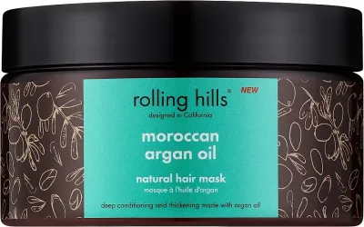 Маска для волос Rolling Hills с марокканским аргановым маслом, для сухих и повреждённых волос, веганская формула, объём и блеск, 250 мл
