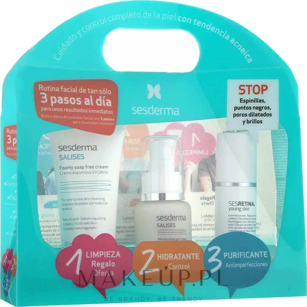 Набор для кожи, склонной к акне, Sesderma Laboratories Salises Pack Antiacne: пенка, крем-гель и гель