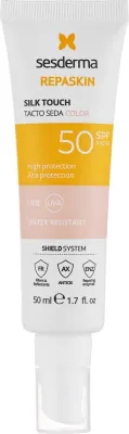 Sesderma Repaskin Silk Touch Color SPF 50 крем для лица солнцезащитный тонирующий 50 мл, защита от UVA и UVB, против фотостарения
