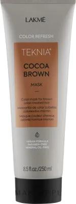 Маска для волос Lakmé Teknia Cocoa Brown тонирующая, для каштановых волос, экстракт какао, тонирующие пигменты, керамид 3, масло лимона, 250 мл