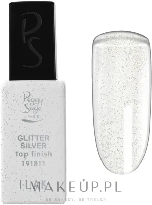 Топ для ногтей Peggy Sage Top Finish Glitter Silver I-Lak с блёстками, эффект снежного шара, 11 мл