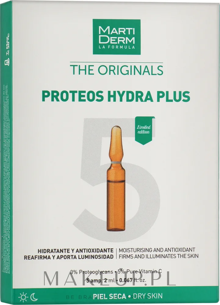 Ампулы для лица MartiDerm The Originals Proteos Hydra Plus увлажняющие, для нормальной и комбинированной кожи, 5 x 2 мл