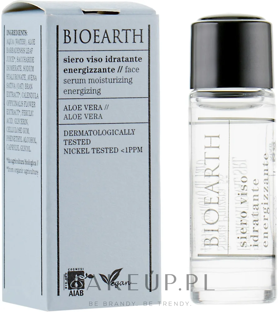Сыворотка для лица Bioearth Vitalising Moisture увлажняющая с гиалуроновой кислотой и алоэ 5 мл