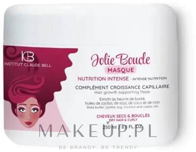 Маска для волос Institut Claude Bell Jolie Boucle питательная, для сухих и кудрявых волос, масла оливы и кокоса, 250 мл