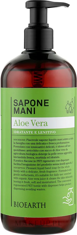 Жидкое мыло Bioearth Family Aloe Vera с алоэ вера и гиалуроновой кислотой, 500 мл