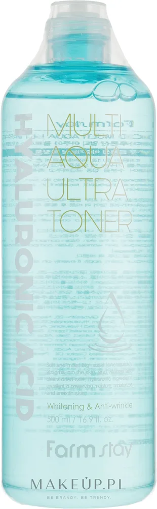 FarmStay Hyaluronic Acid тонер для лица с гиалуроновой кислотой Multi Aqua Ultra Toner, увлажняющий тоник, с ниацинамидом, 500 мл