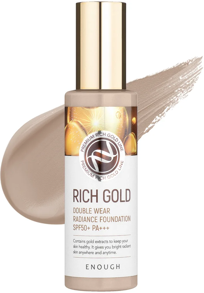 Тональная основа Enough Rich Gold Double Wear Radiance Foundation сияющая SPF 50+ PA+++, 100 г, оттенок 23