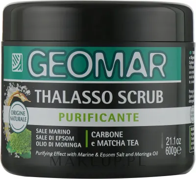 Скраб для тела Geomar Thalasso Scrub Purificante с морской солью, маслом моринги, углём и матча, 600 г