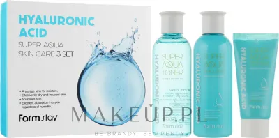 FarmStay Hyaluronic Acid Super Aqua набор для лица тоник 200 мл, эмульсия 200 мл, крем 50 мл, увлажняющий уход с гиалуроновой кислотой
