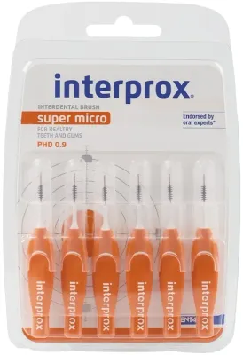 Межзубные щётки Dentaid Interprox 4 г Super Micro с защитными колпачками, 0,9 мм, 6 шт