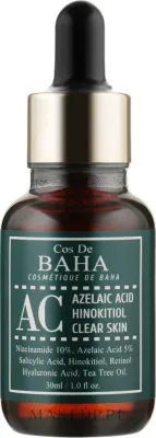 Сыворотка для лица Cos De BAHA Acne Treatment с азелаиновой кислотой и гинокитиолом от акне 30 мл