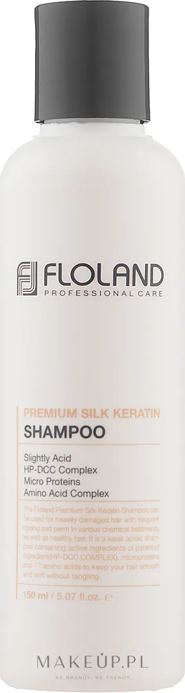 Шампунь Floland Premium Silk Keratin с протеинами и маслами для повреждённых волос, 150/530 мл, Корея