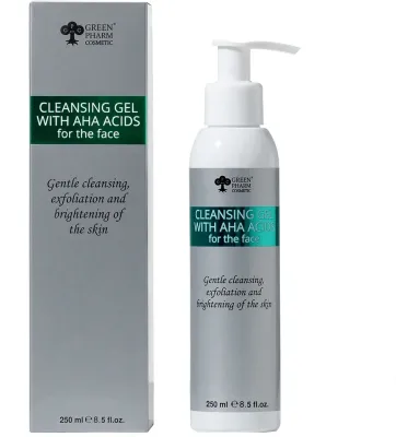 Очищающий гель Green Pharm Cosmetic Cleansing Gel With Aha Acids с кислотами AHA, pH 4, 250 мл