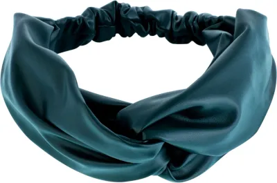 Повязка для волос MAKEUP Faux Leather Twist из экокожи, с перекрутом, бутылочно-зелёная, 1 шт