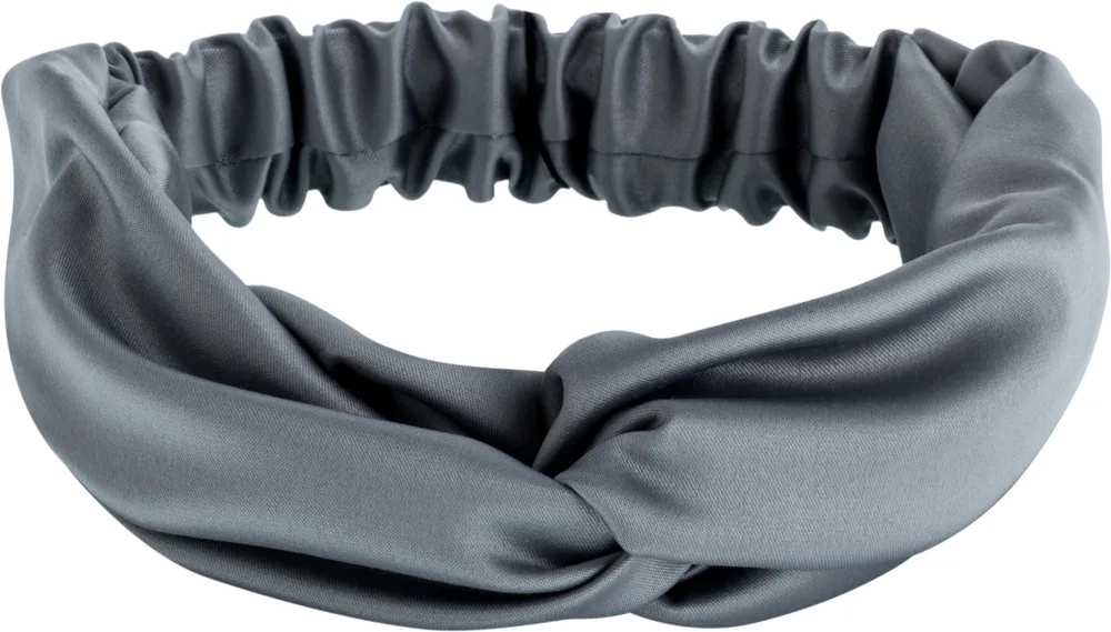 Повязка для волос MAKEUP Satin Twist сатиновая, с перекрутом, серая, 1 шт