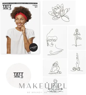 Временные татуировки TATTon.me Yoga Set в минималистичном стиле, 6 рисунков, с губкой