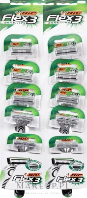 Одноразовые бритвы Bic Flex 3 Sensitive с гибкими лезвиями и увлажняющей полоской, 10 шт